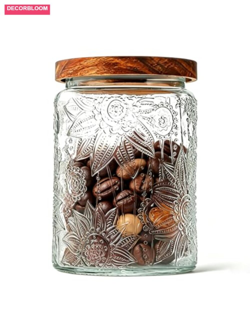24 OZ Vintage Glass Jar with Wooden Lid Airtight Food Storage Canister